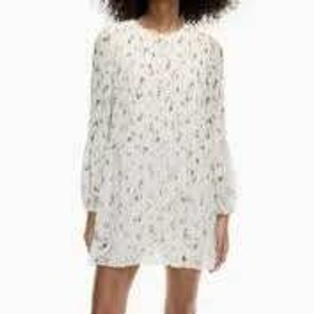 Wilfred Daydreamer Spring Medley Floral Chiffon Dress Cream Size M